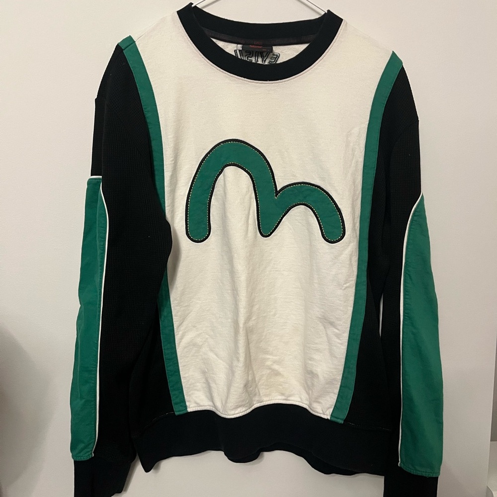 Vintage Evisu quilted Black and Green Sweatshirt size M